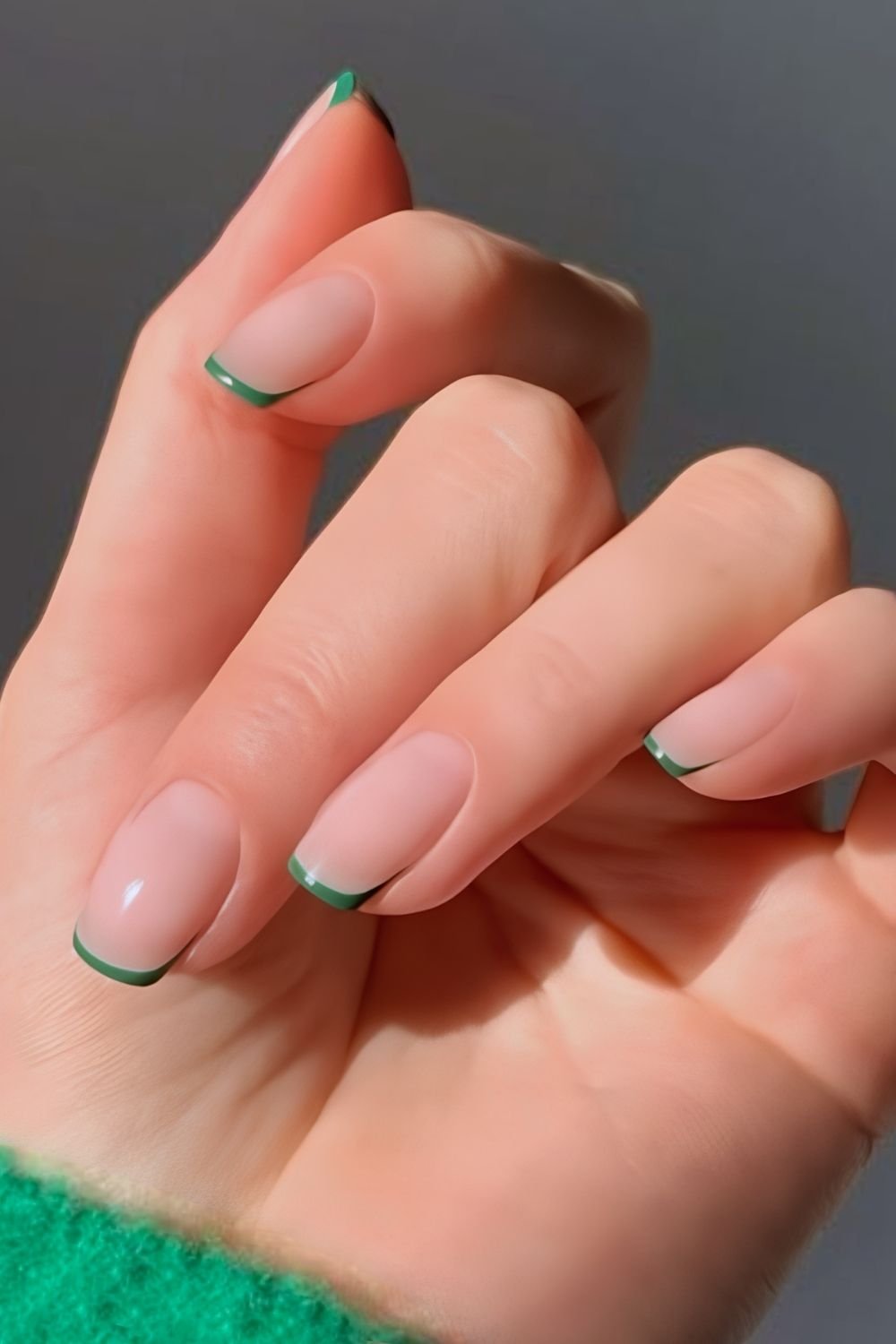 Dark green micro French nails