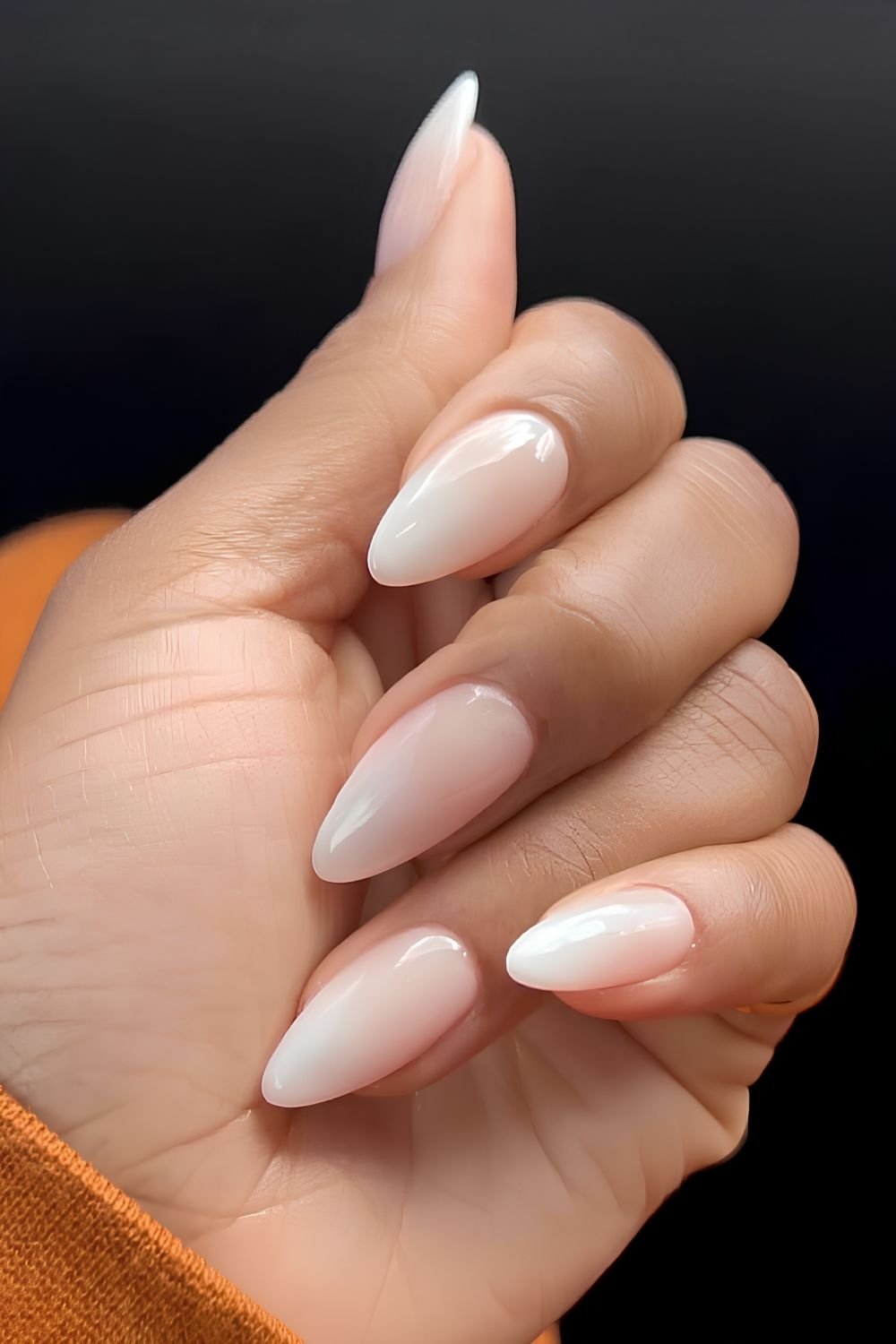 Milky white ombre nails