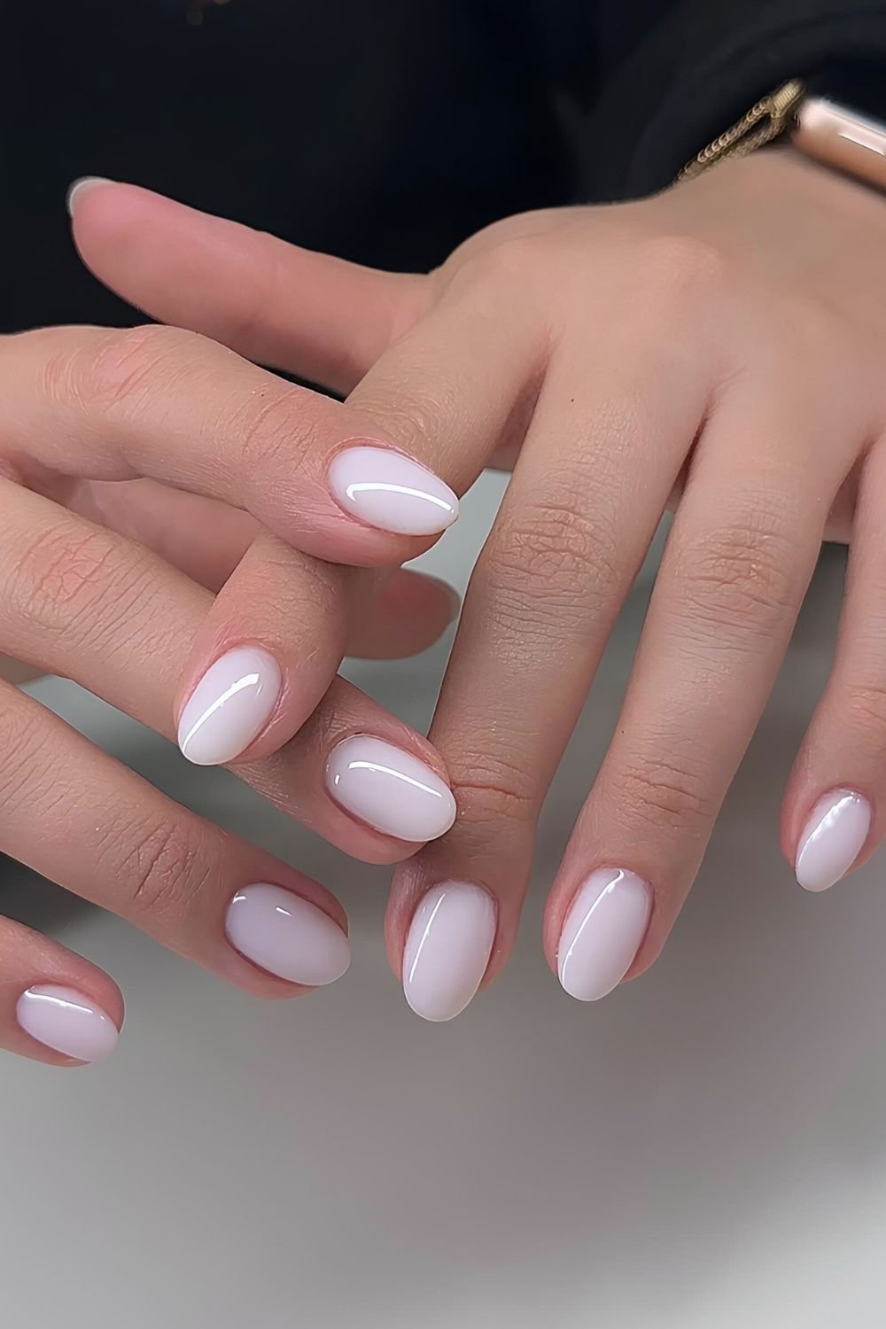 Oval milky white nails