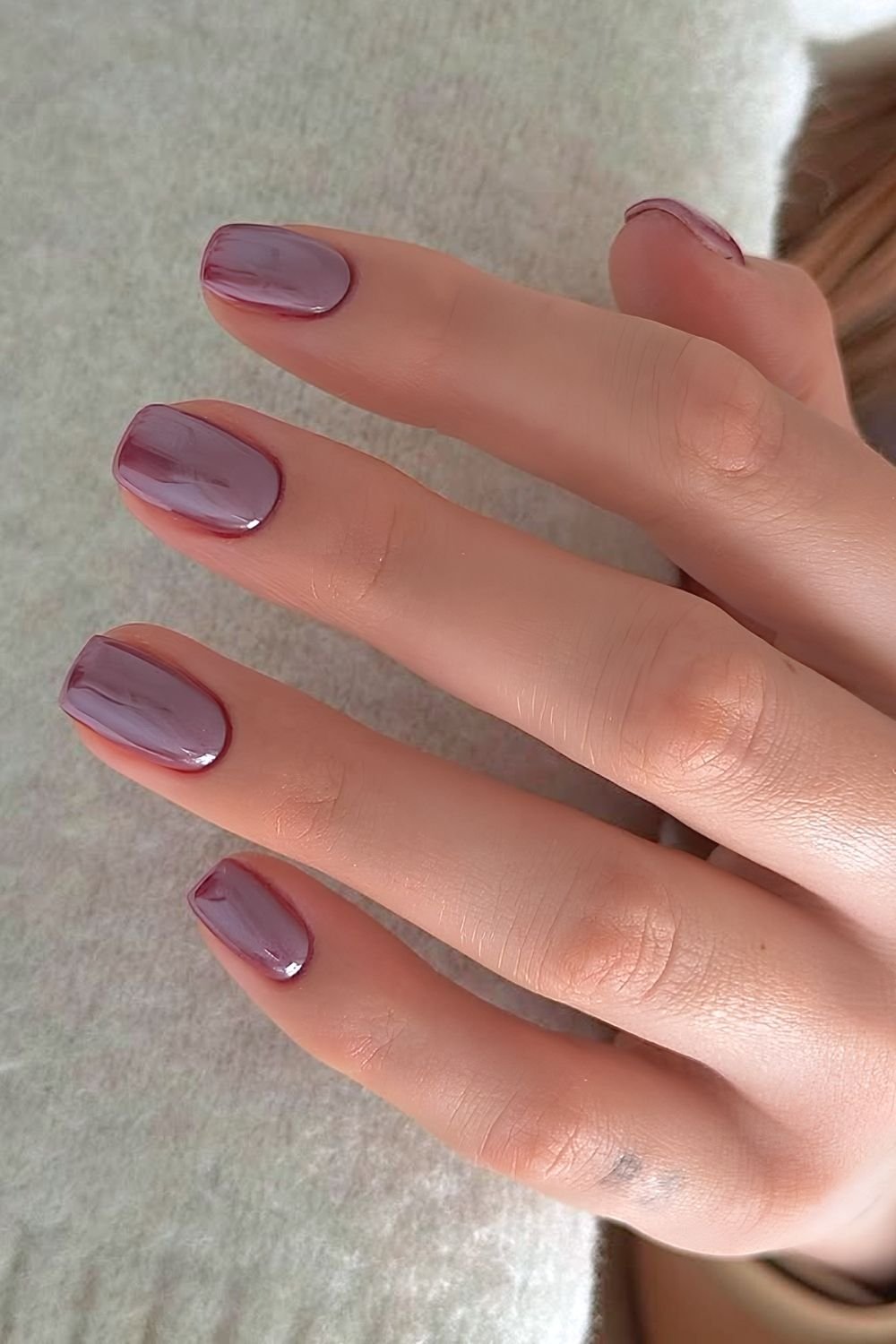 Short cherry chrome nails