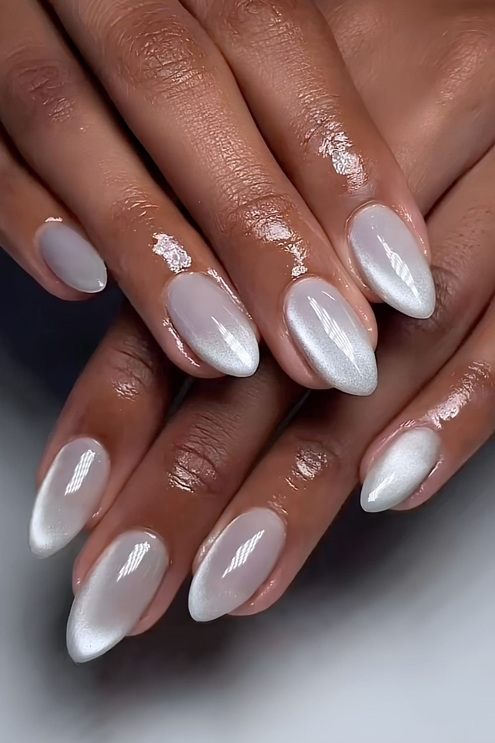 White cat eye nails