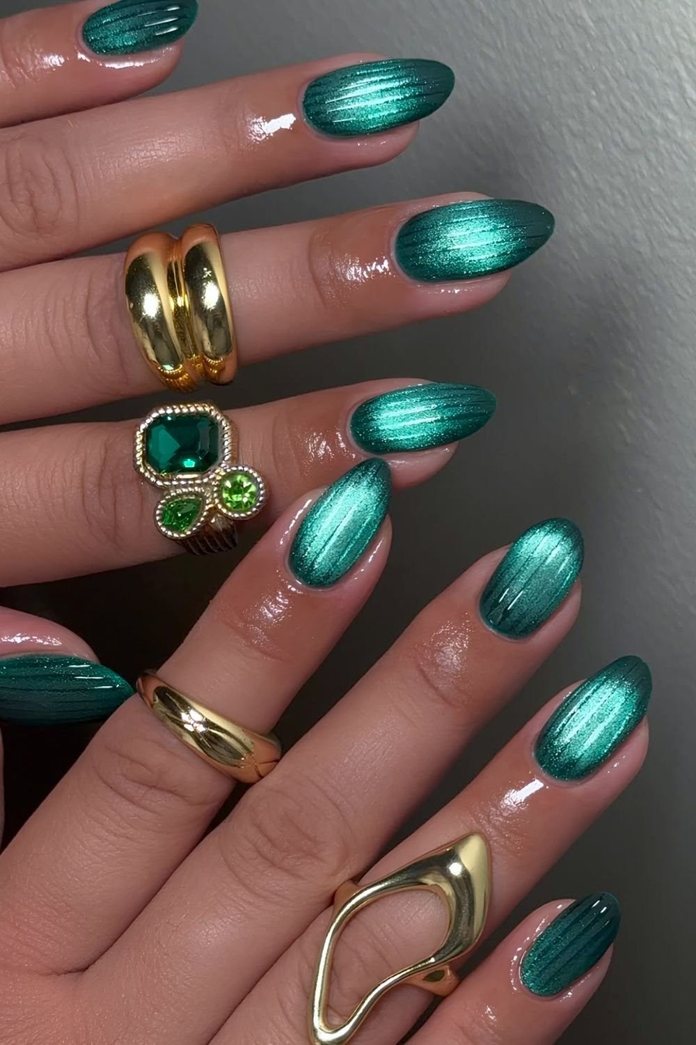 Bright green ribbed glass nails