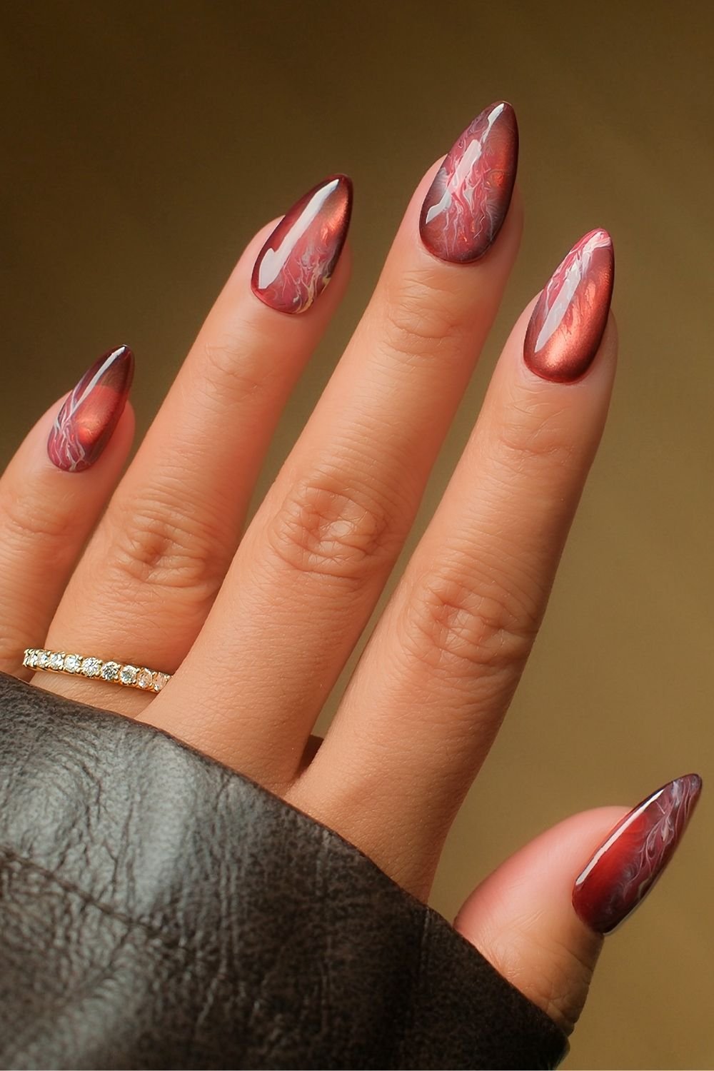 Brown marble glass nails