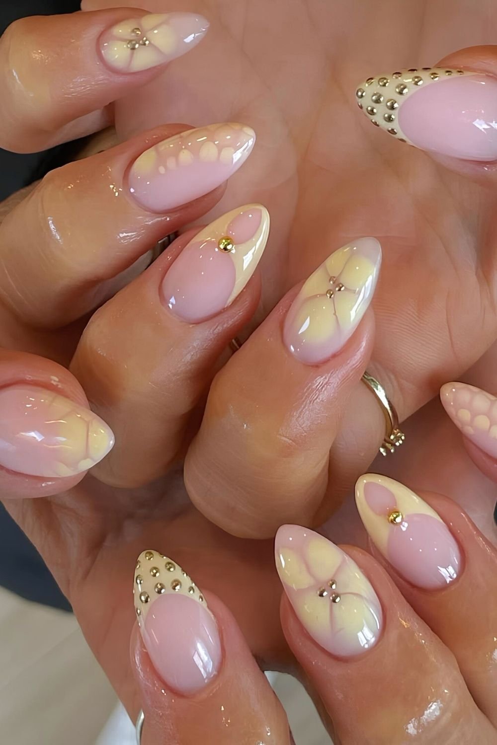 Butter yellow mix and match nails