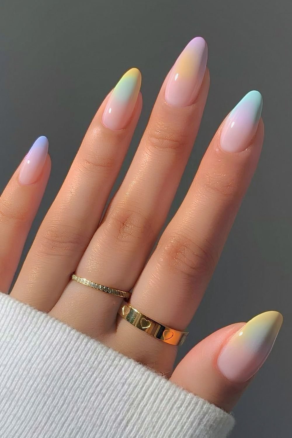 Colorful pastel aura nails