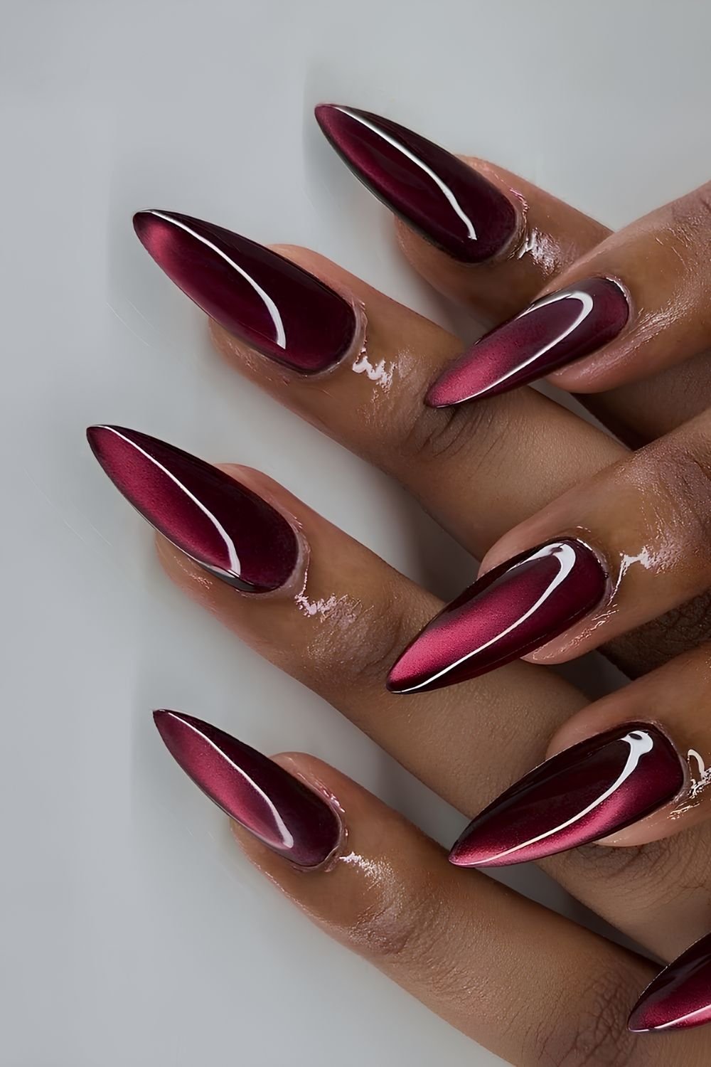 Deep red glass nails
