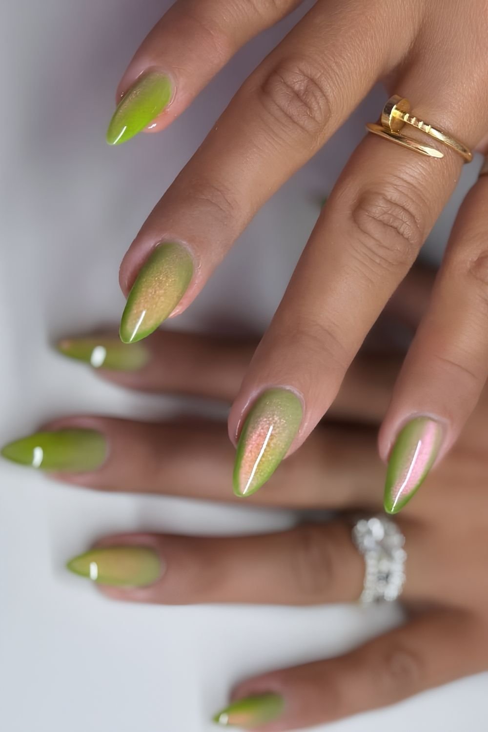 Guava inspired cat eye nails