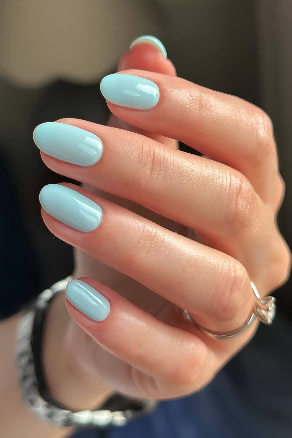 Icy blue solid nails