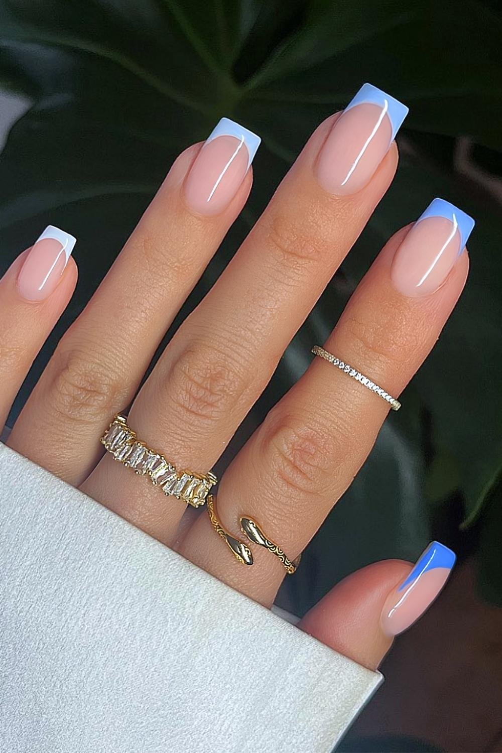 Light blue gradient French tips