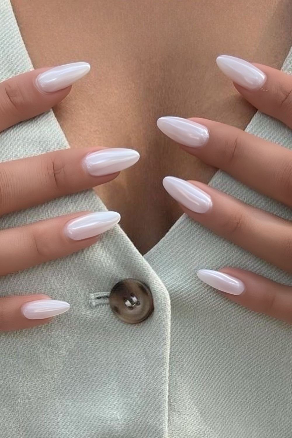 Milky white glazed nails