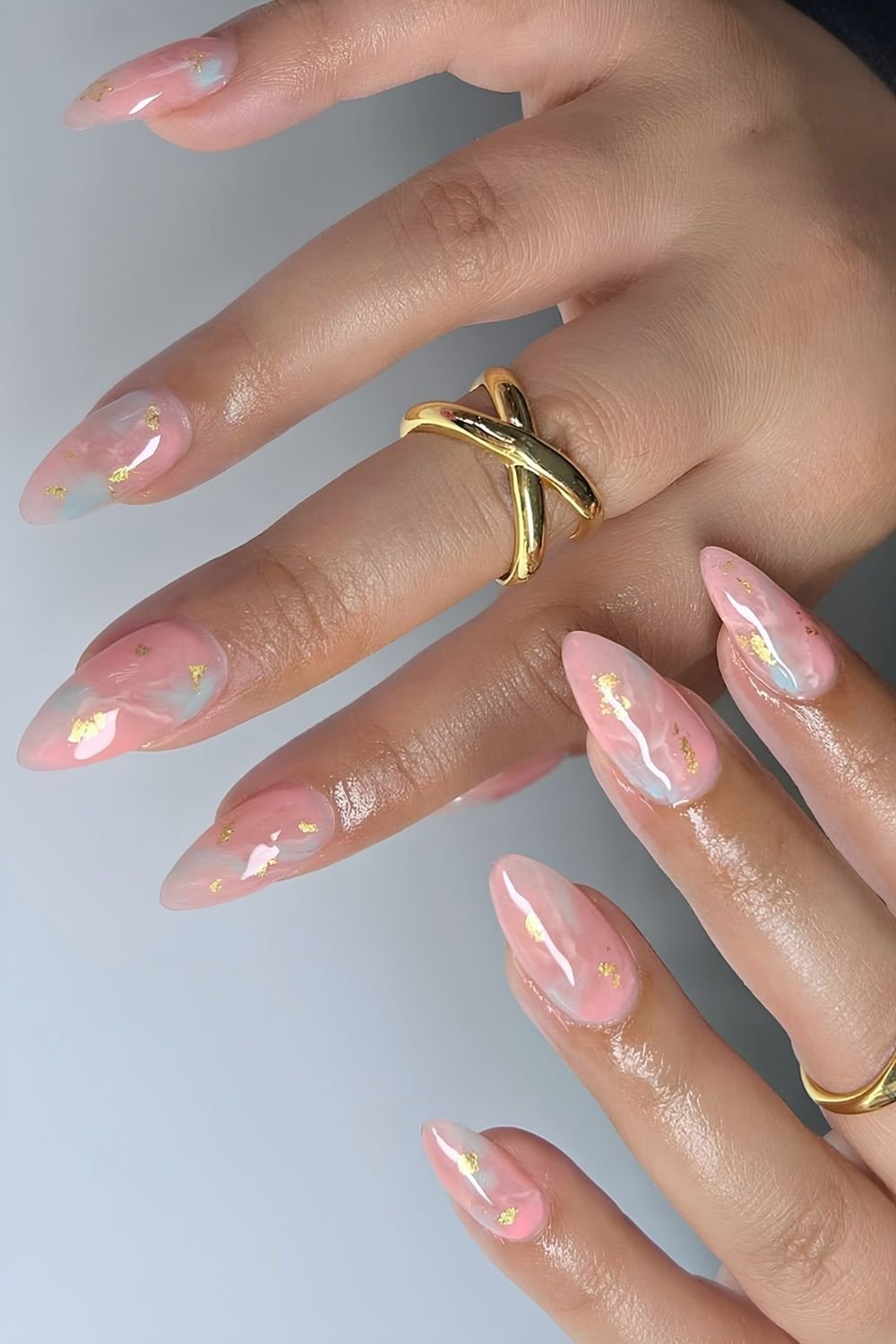 Pastel opal quartz nails
