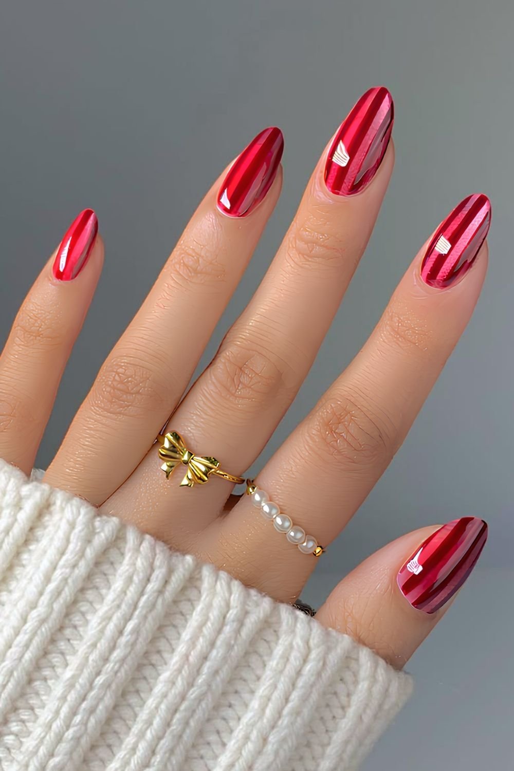 Red stripes glass nails
