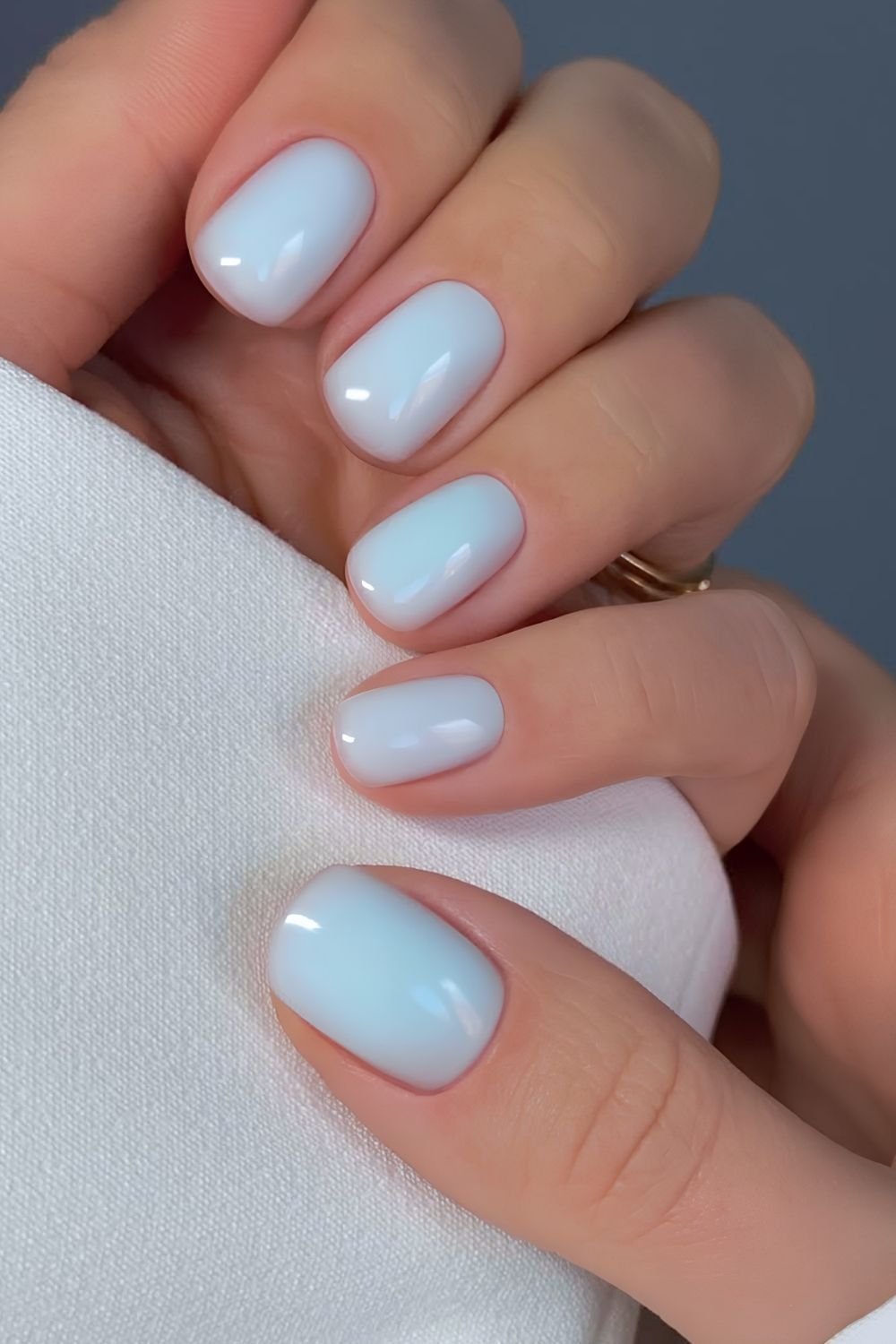 Sky blue BIAB nails