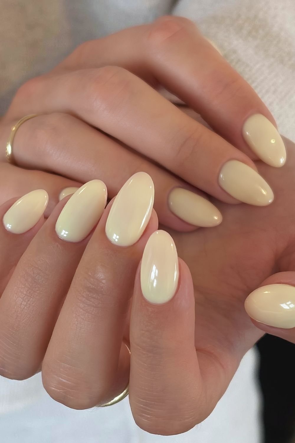 Solid butter yellow nails