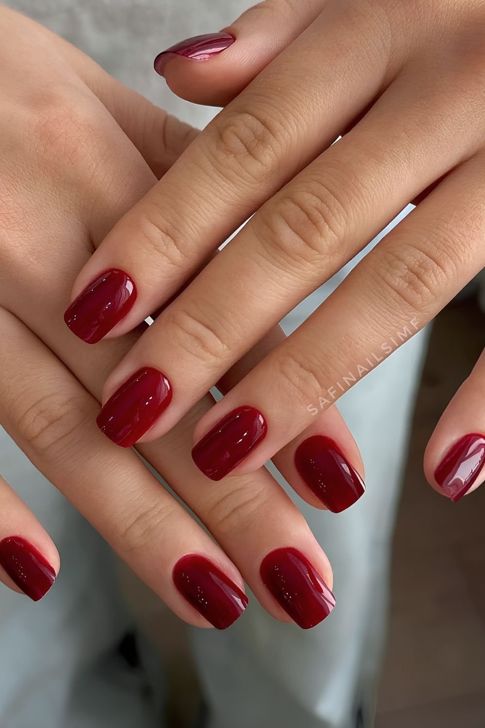 Solid cherry red nails