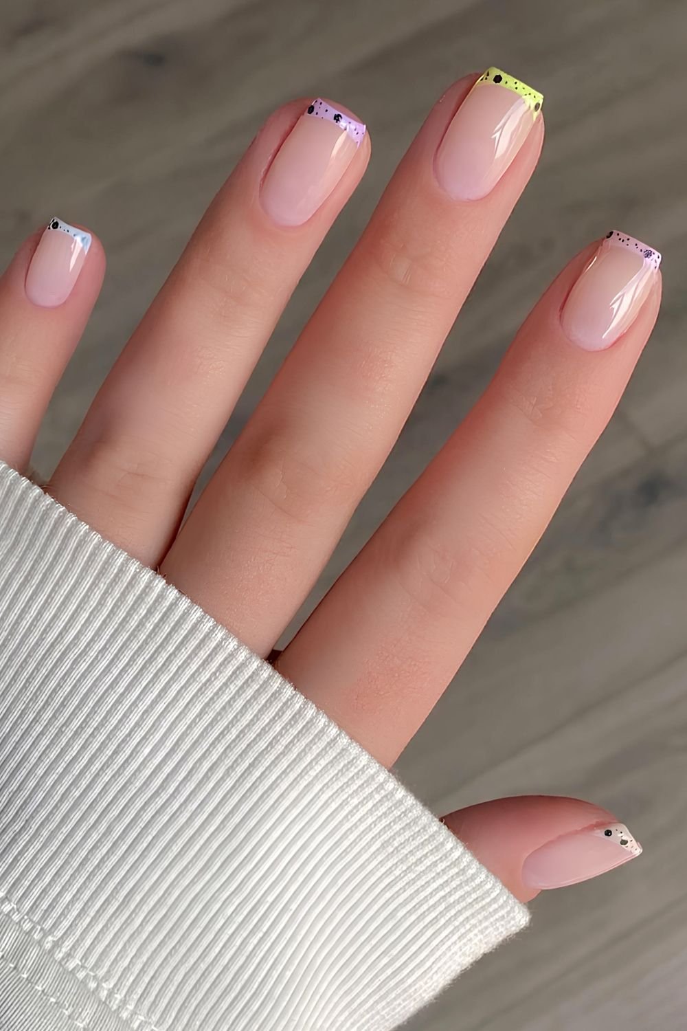 Speckled pastel micro French tips