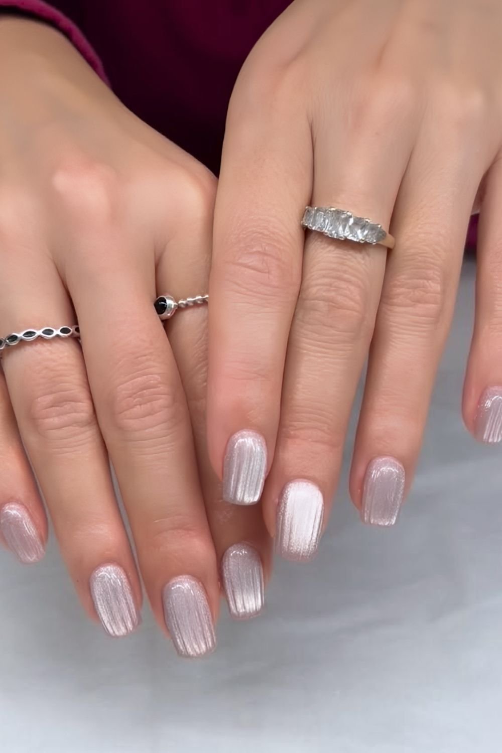 White ribbed glass nails