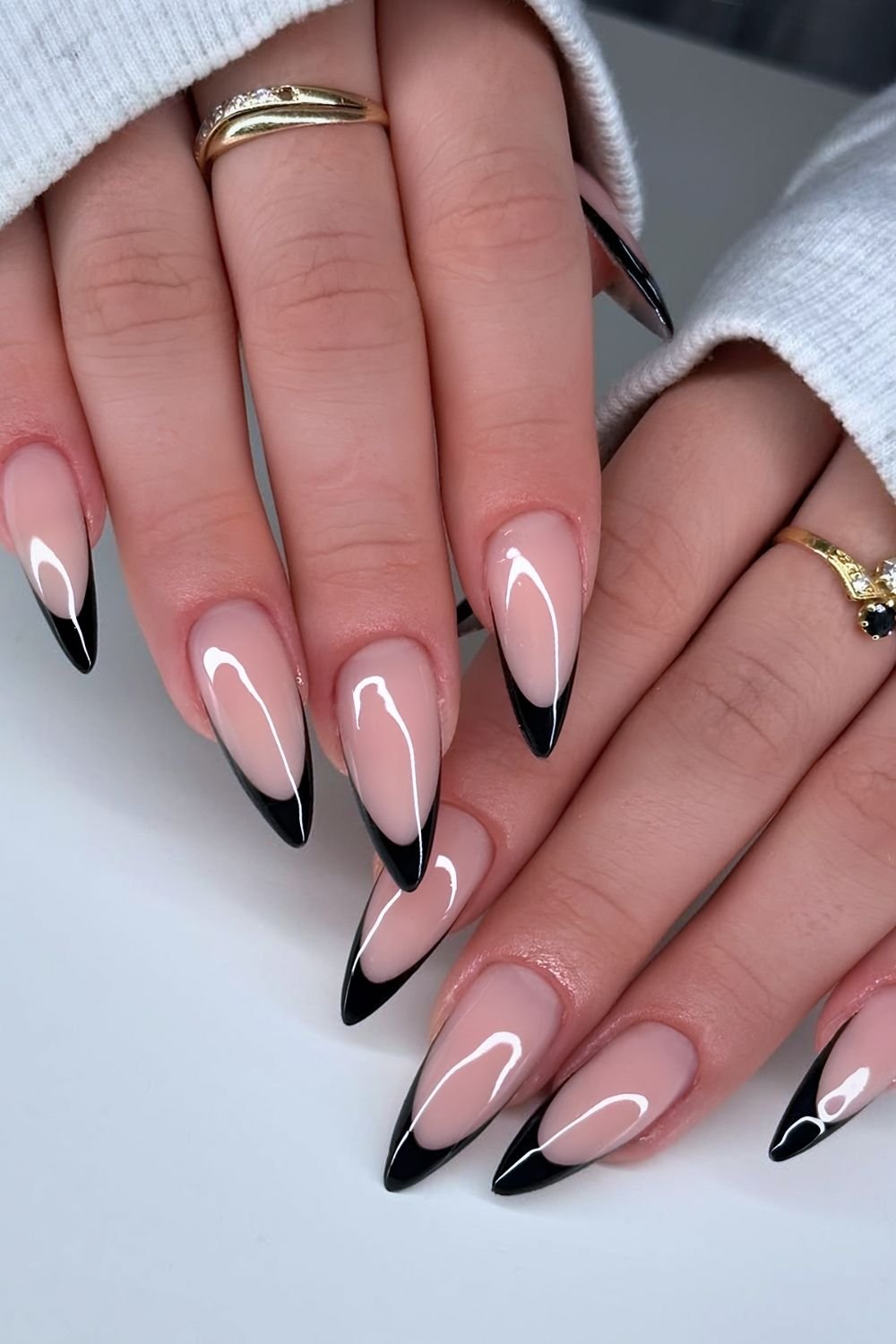 Black French tip nails