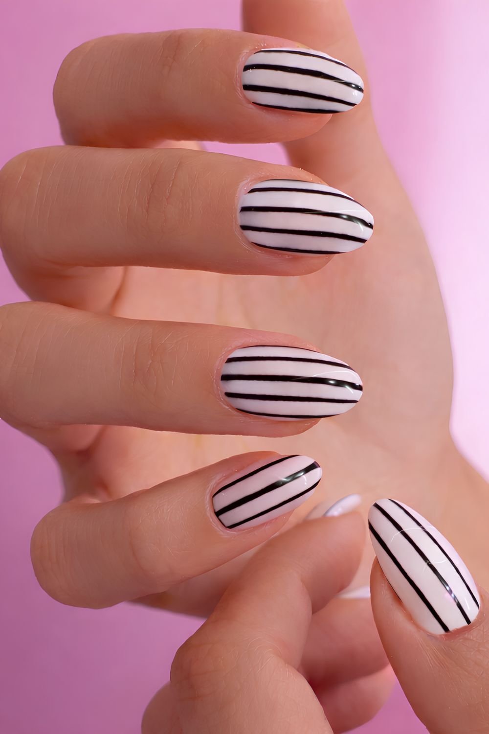 Black and white striped nails
