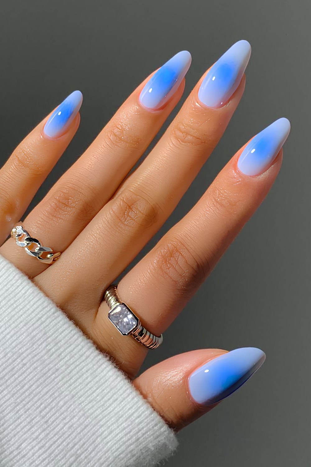 Blueberry milk aura nails