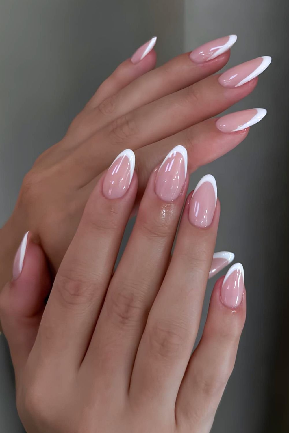 Classic white French tip nails