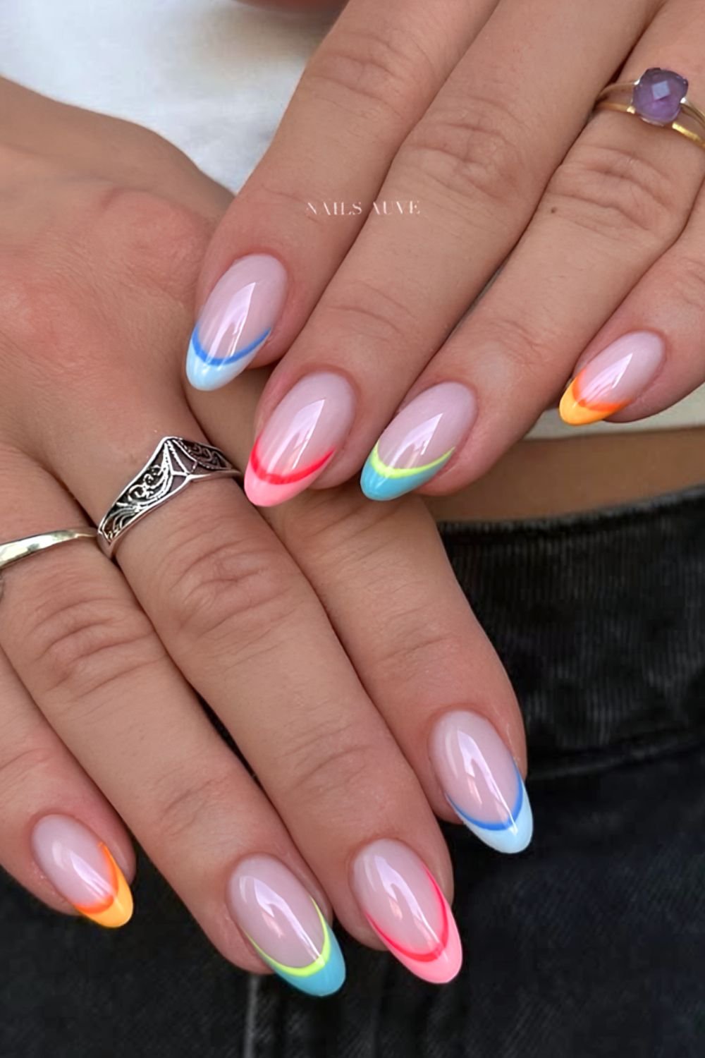 Colorful French tip nails