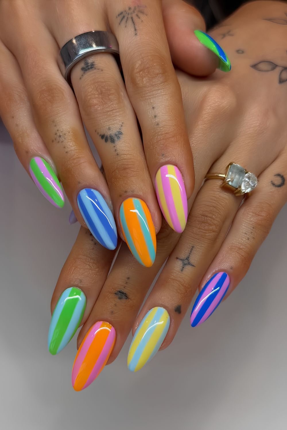 Colorful striped nails