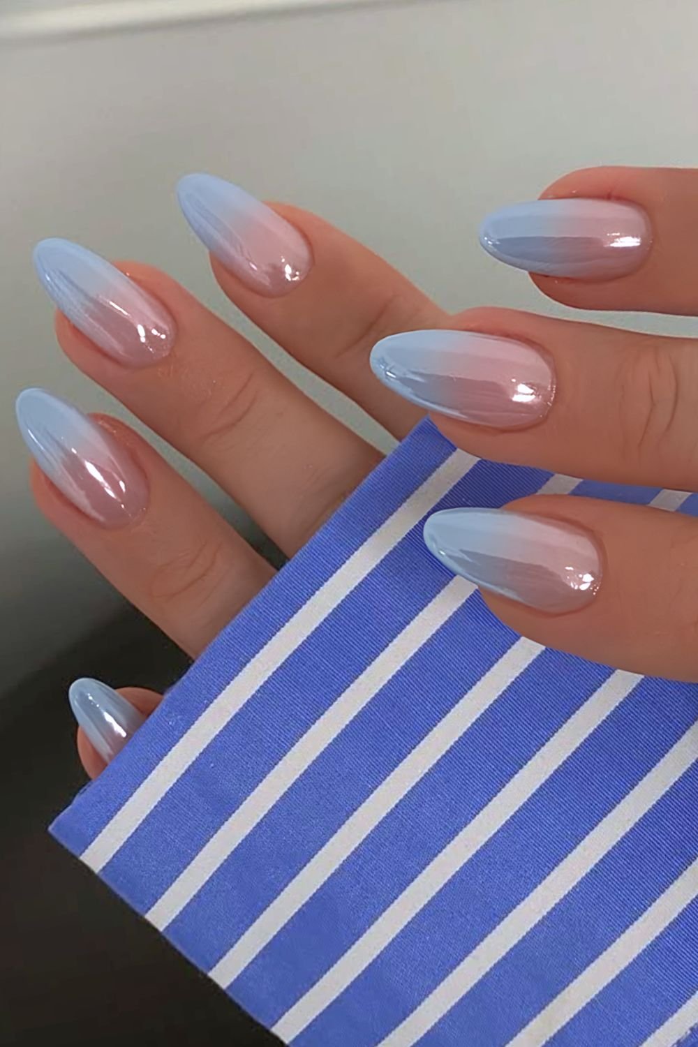 Glazed blue ombre French tip nails