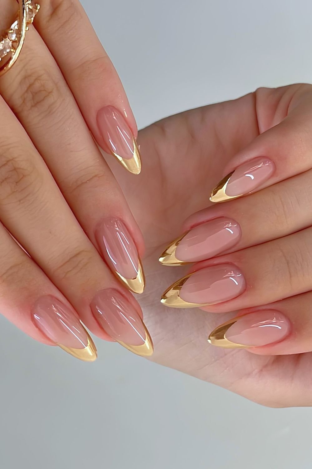 Golden chrome French tips