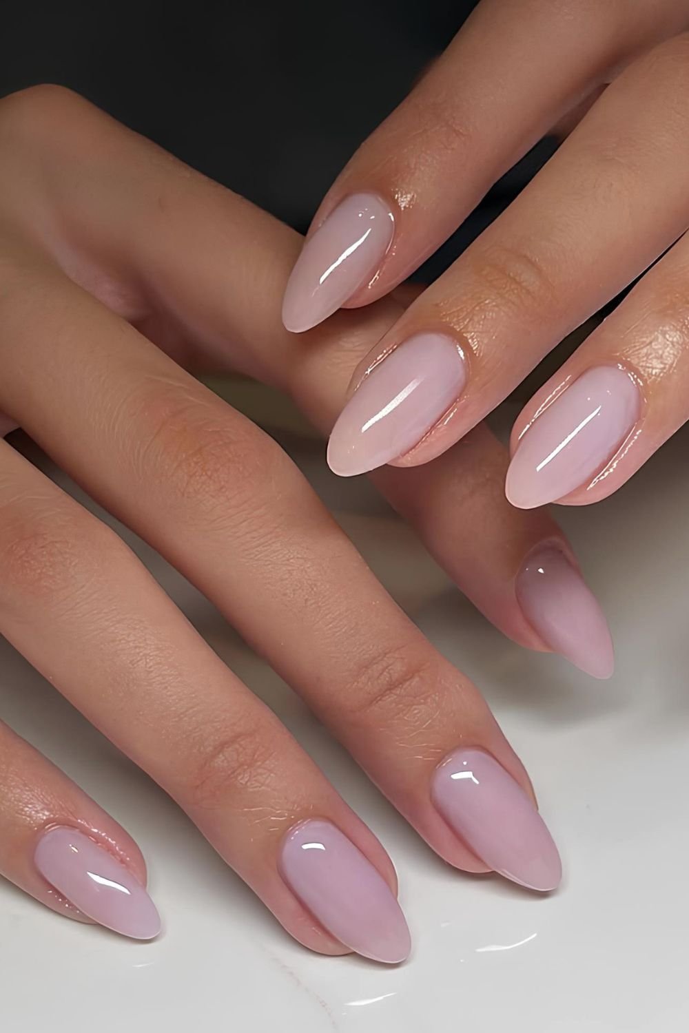 Milky lavender nails