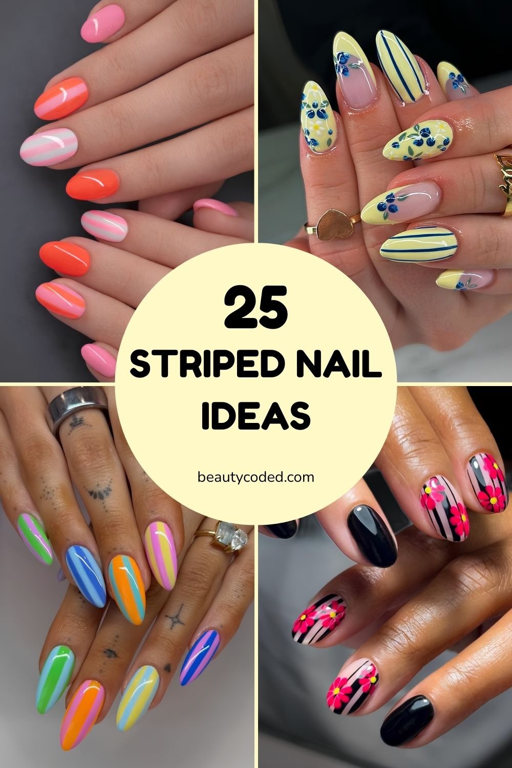 Nails with stripes pinterest