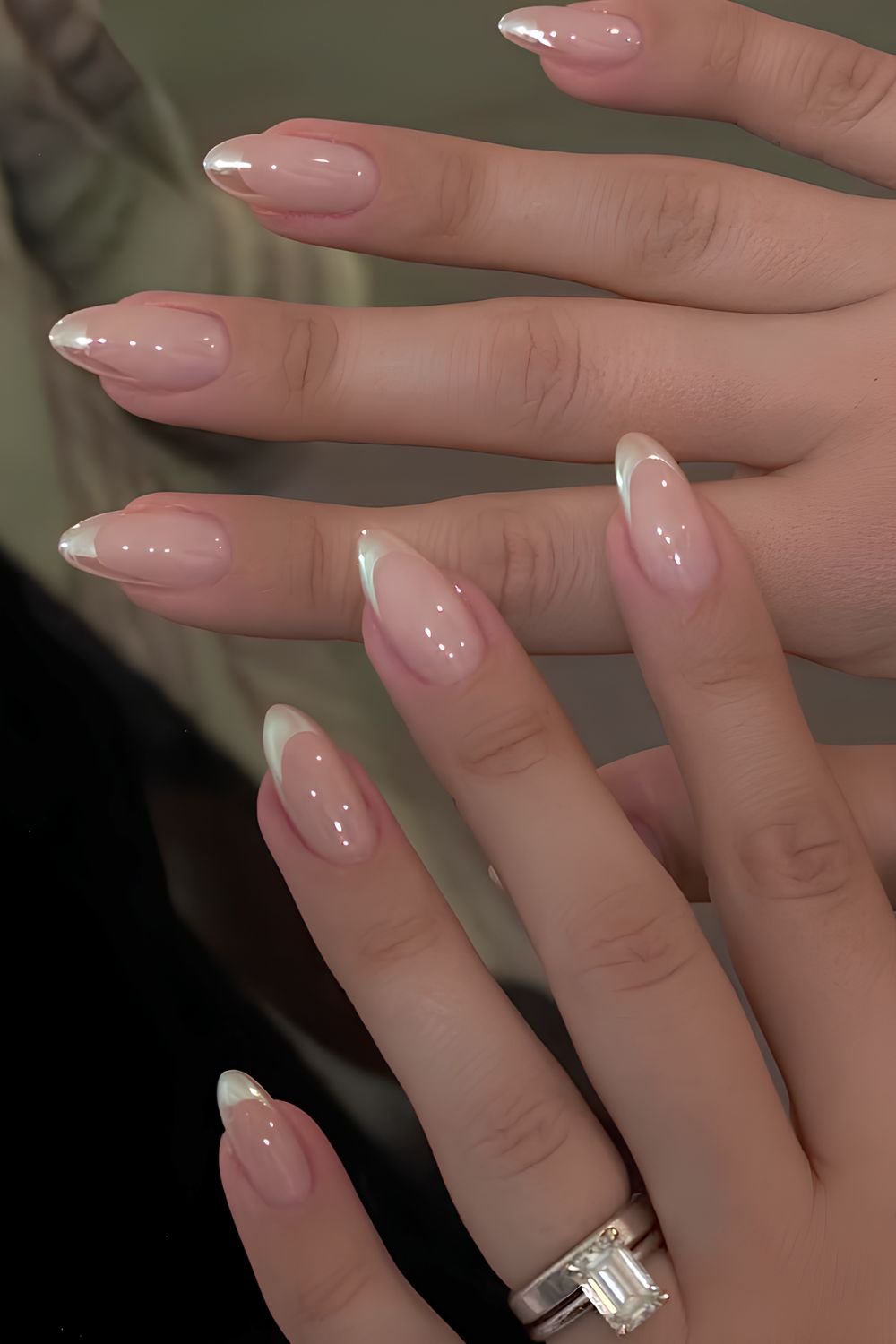 Silver Chrome French Tip nails