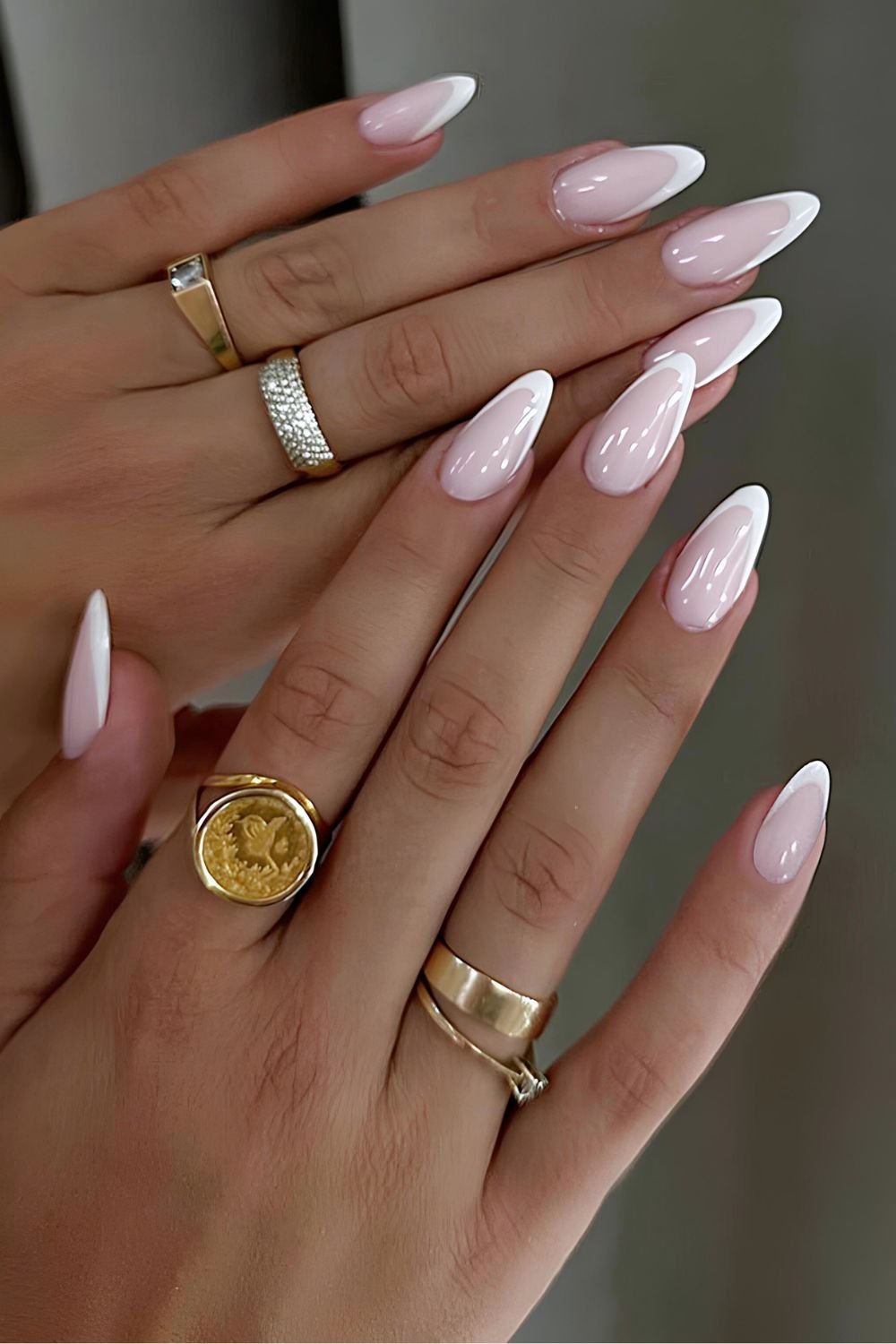 White on white French manicure