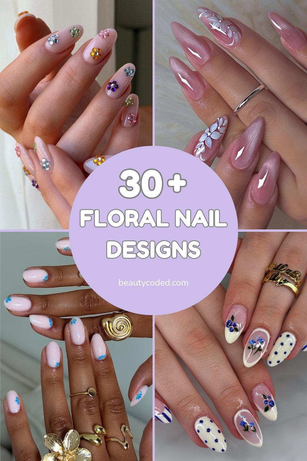 floral nails pinterest