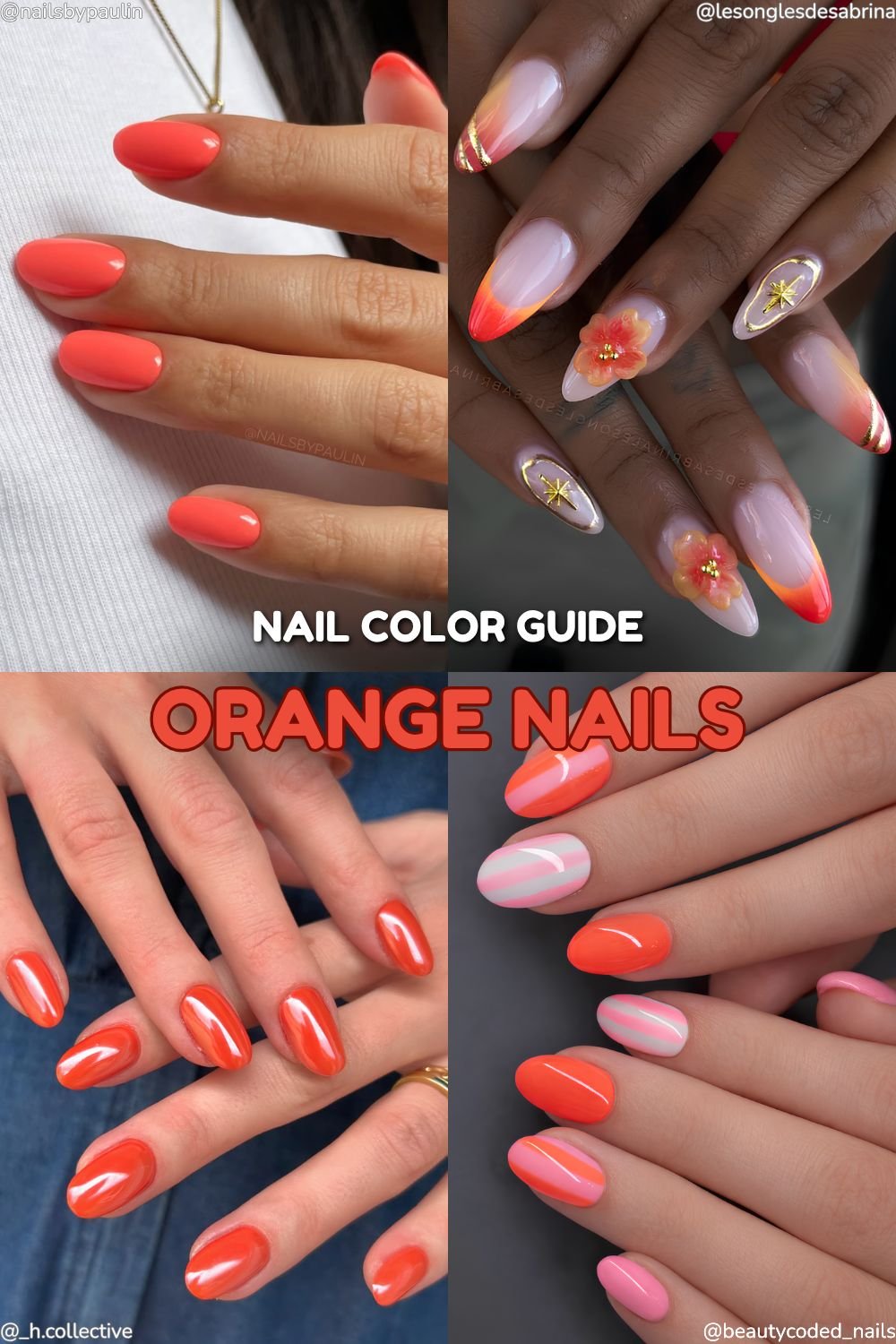 orange nails - nail color guide