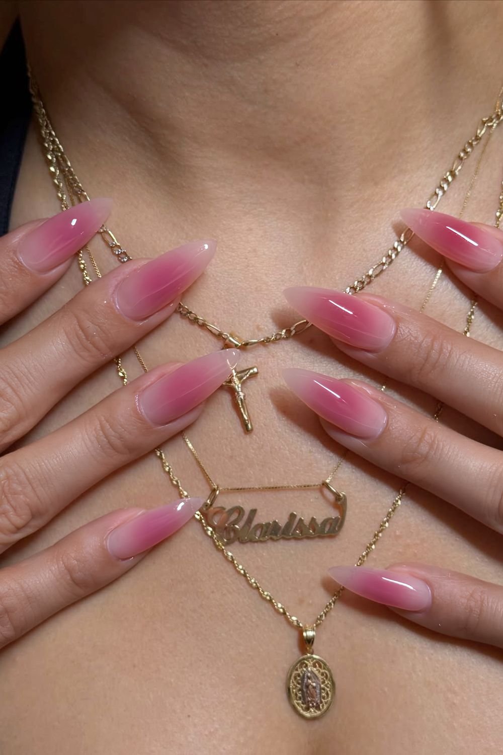 Blush pink aura nails