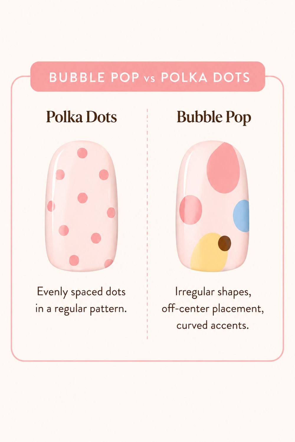 Bubble pop nails vs polka dot nails
