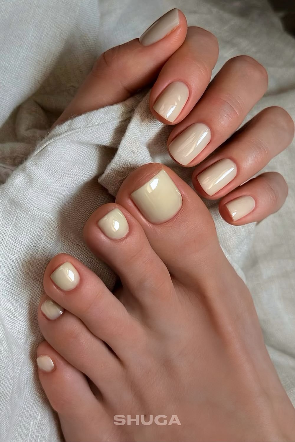 Butter yellow manicure and pedicure