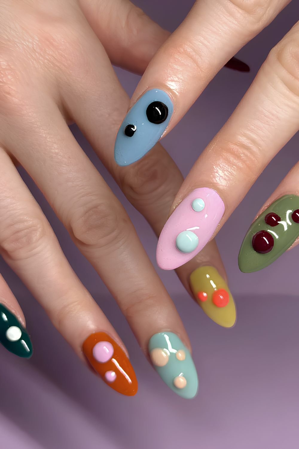 Colorful 3D bubble pop nails