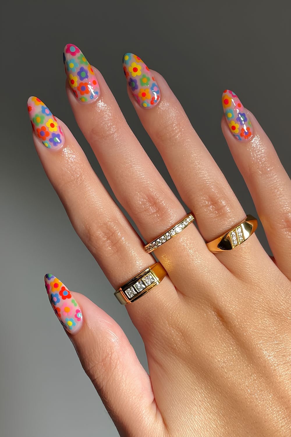 Colorful floral nails