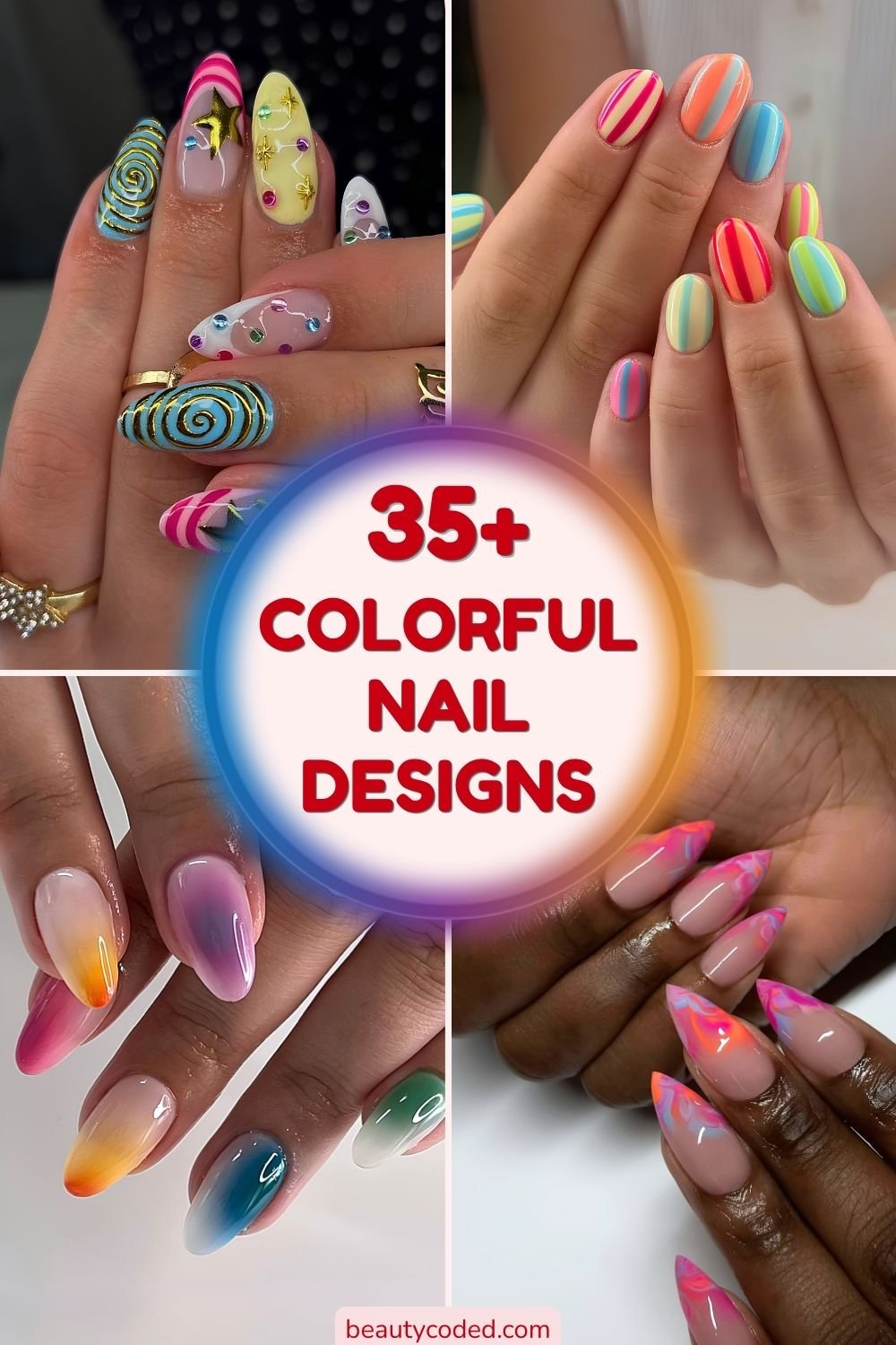 Colorful nail inspo pinterest