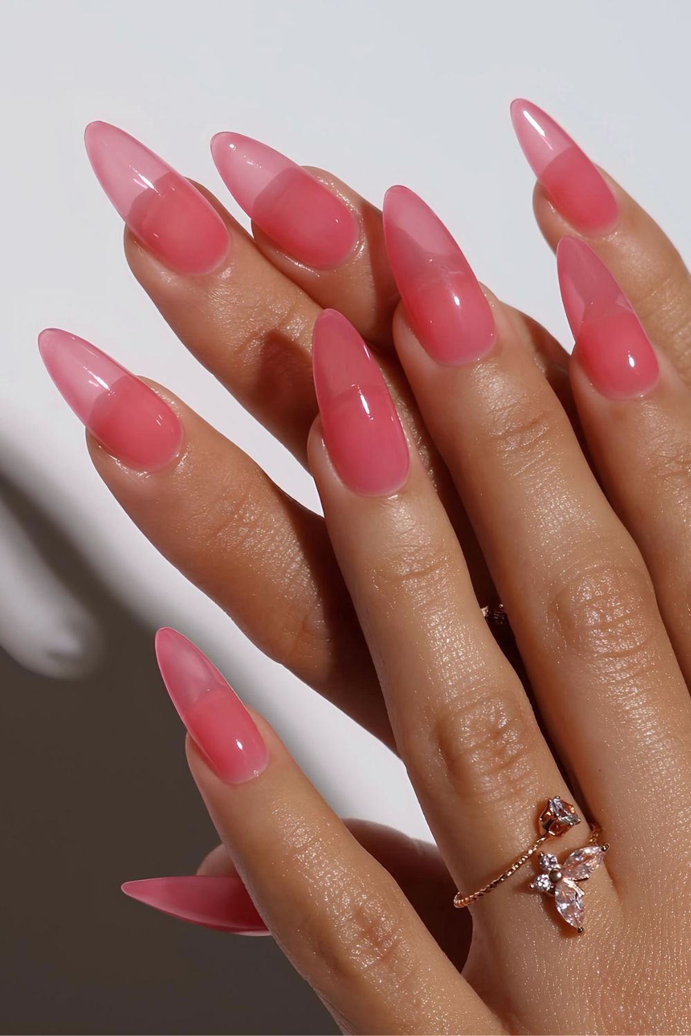 Cotton candy pink jelly nails