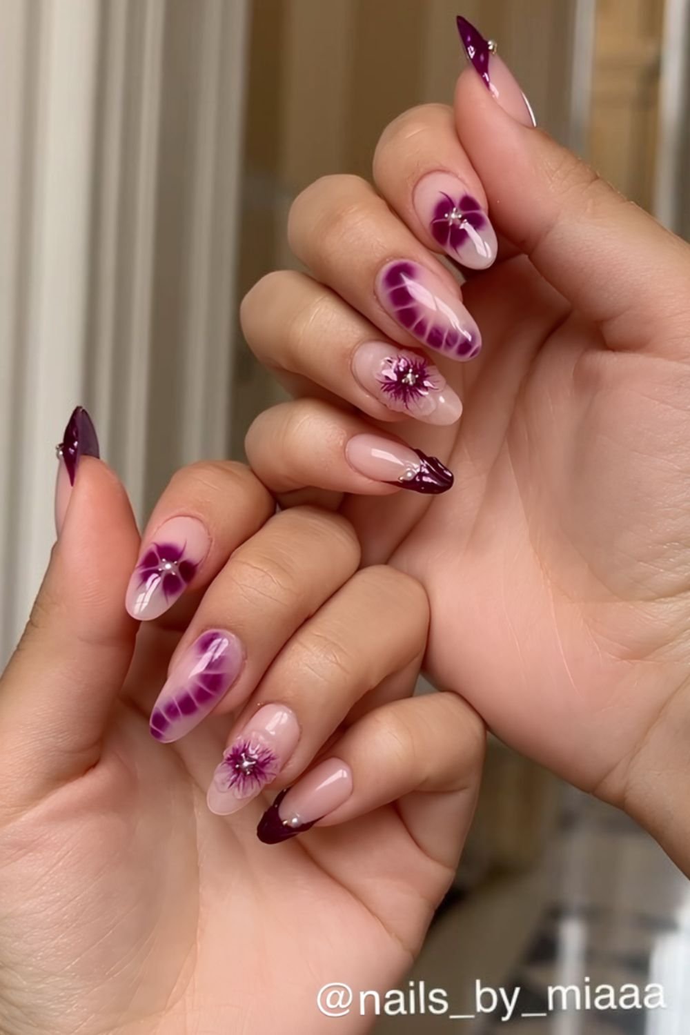 Fig purple blooming gel flower nails
