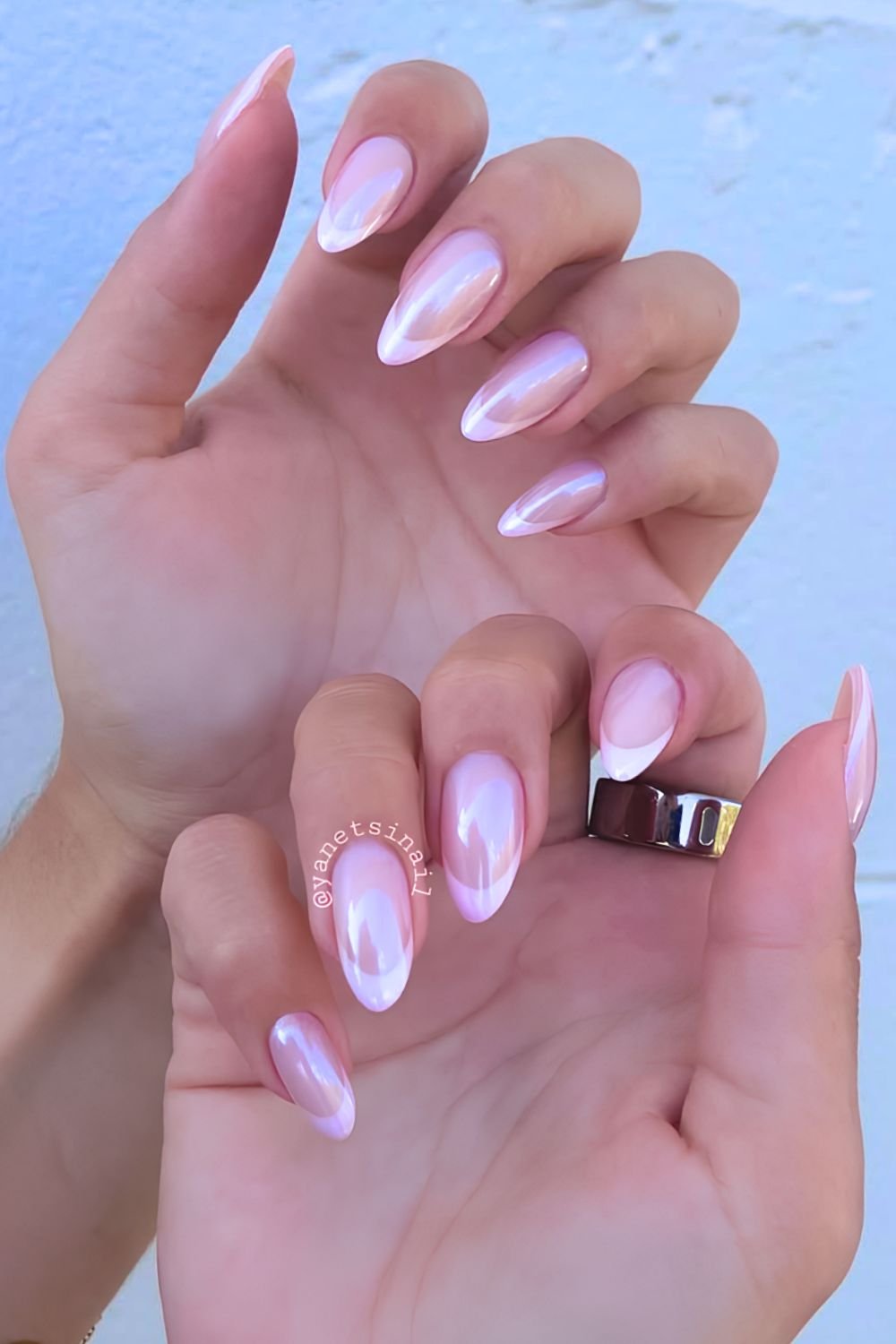 Glazed strawberry milk French tip nails