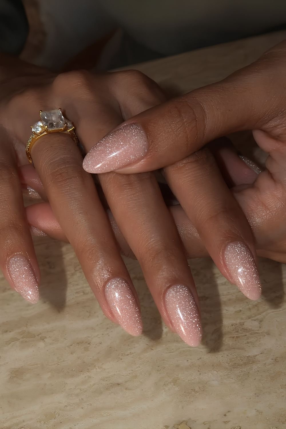 Glittery pink nails
