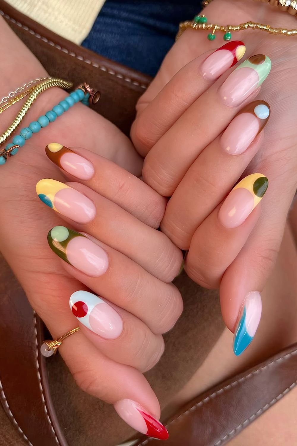 Oval bubble pop French tip nails