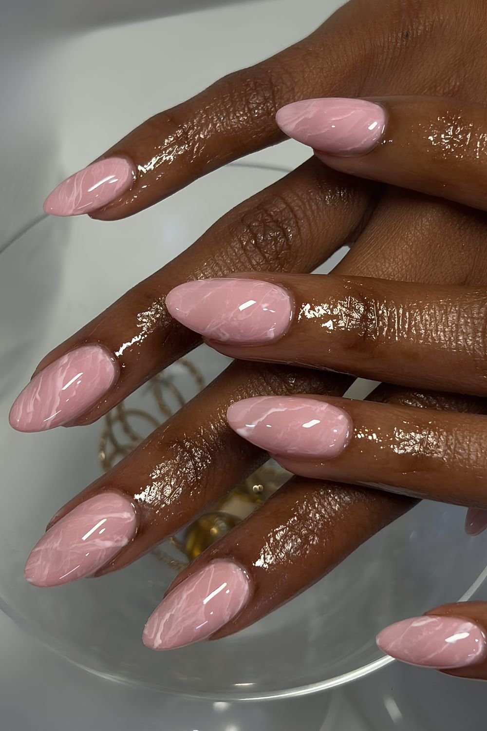 Pink marble nails