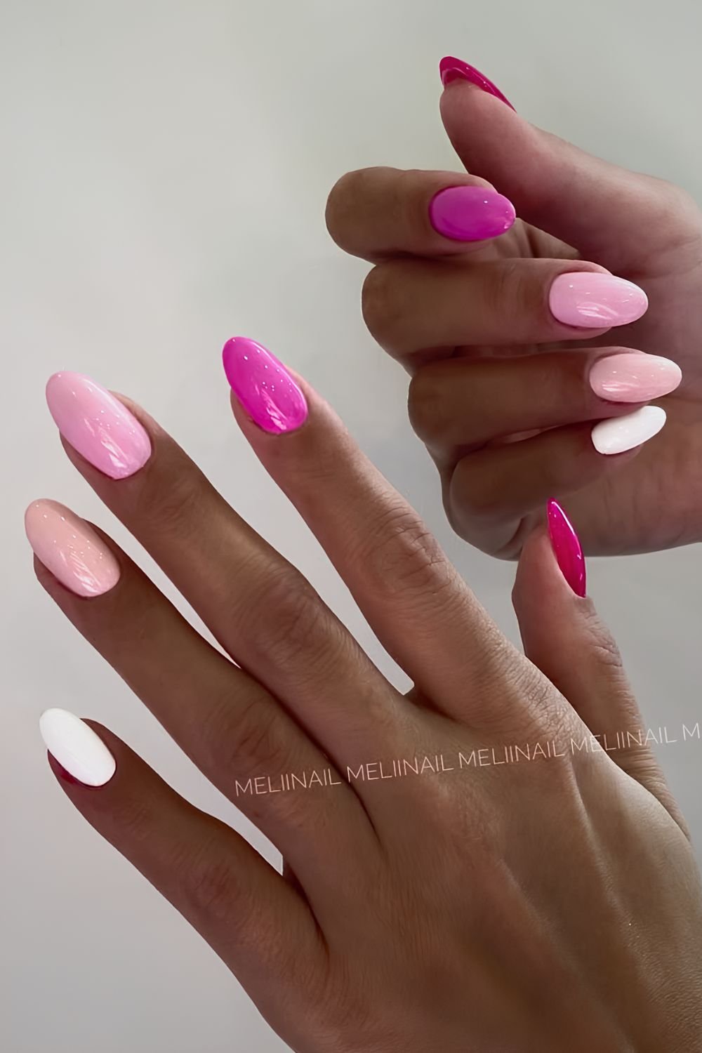 Pink skittle nails
