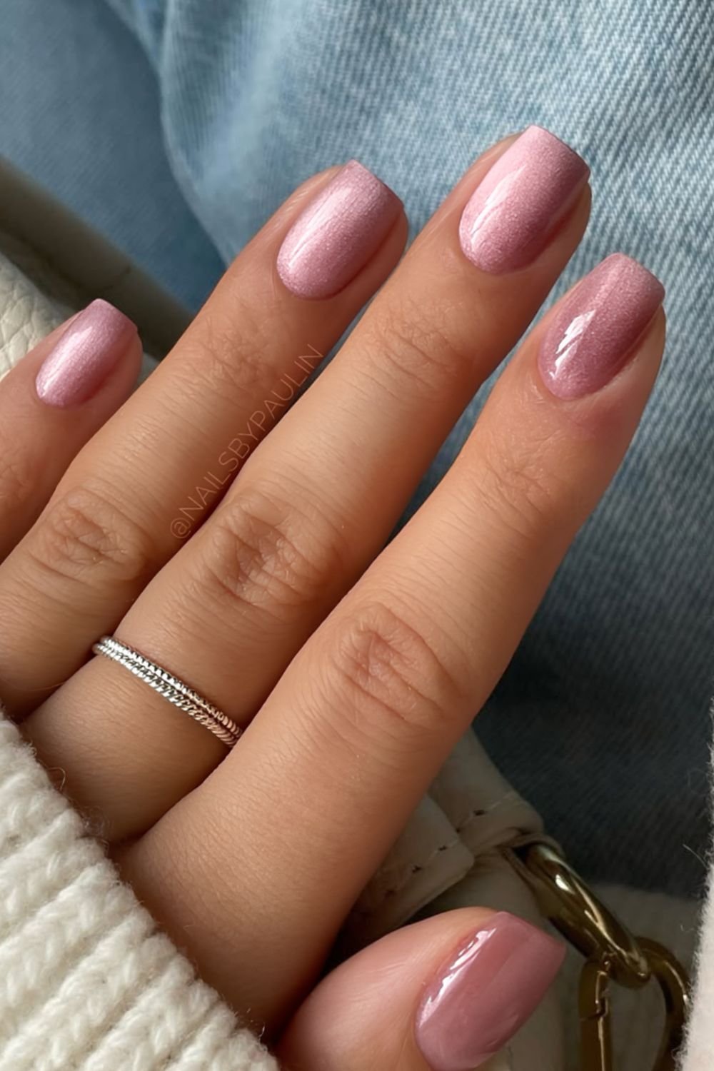 Pink velvet manicure