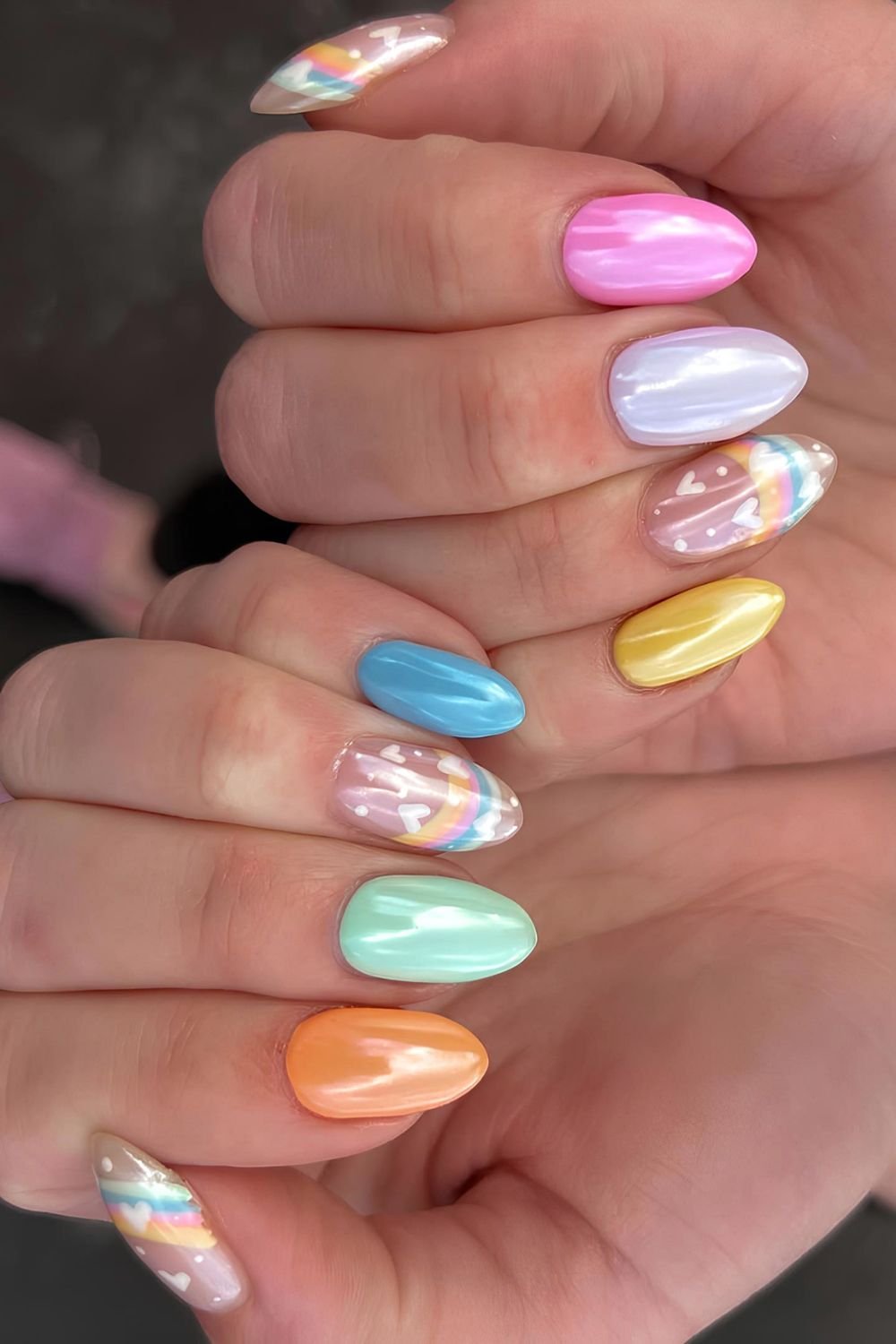 Rainbow chrome nails